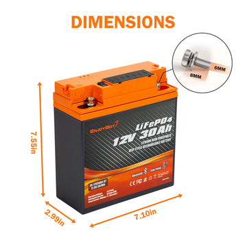 Enjoybot 12V 30Ah Portable LiFePO₄ Battery with Bluetooth & Direct-Charge Module
